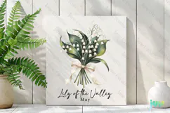 May - Watercolor Lily of the Valley Birth Month Flower Clipa Product Image 3