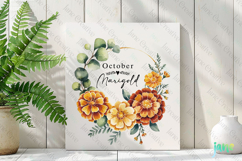October - Watercolor Marigold Birth Month Flower Clipart Product Image 3