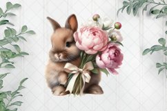 Rabbits And Peonies Bloom Clipart Product Image 1
