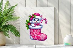 Pink Christmas Kitten Sublimation Product Image 2