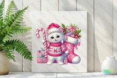 Pink Christmas Kitten Sublimation Product Image 2