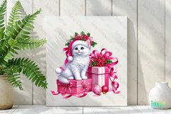 Pink Christmas Kitten Sublimation Product Image 2