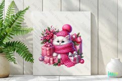 Pink Christmas Kitten Sublimation Product Image 2