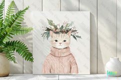 Cat Pink Jumper Animals Christmas Clipart Product Image 2