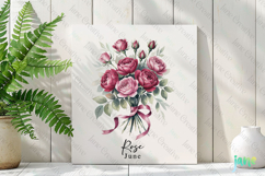 June - Watercolor Rose Birth Month Flower Clipart Product Image 2