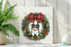 Shetland Sheepdog Puppy Christmas Wreath Clipart Product Image 2