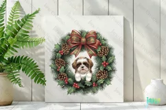 Shih Tzu Puppy Christmas Wreath Clipart Product Image 3