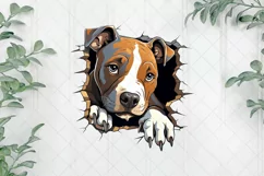 Baby Staffordshire Bull Terrier Dog Peeking Clipart Product Image 1