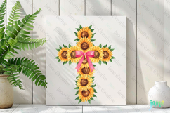 Spring Sunflowers Cross Coquette Bow Clipart Product Image 2