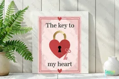 The Key To My Heart Valentine's Illustration Card Product Image 2