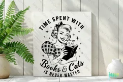 Time Spent With Books And Cats Vintage Girl Quotes Clipart Product Image 2