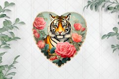 Vintage Tiger With Rose Flowers Clipart Product Image 1