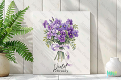 February - Watercolor Violet Birth Month Flower Clipart Product Image 2