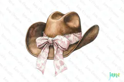 Pink Chinoiserie Cowgirl Hat Clipart Product Image 1