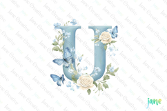 Watercolor Floral Butterflies Letter U Product Image 1