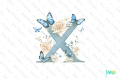 Watercolor Floral Butterflies Letter X Product Image 1