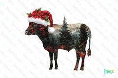 Double Exposure Christmas Cow Clipart Product Image 1