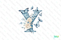 Watercolor Floral Butterflies Letter Y Product Image 1