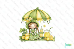 Watercolor Lemon Girl Clipart PNG File Product Image 1