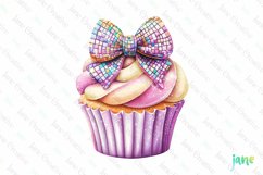 Girly Glitter Coquette Valentine Cupcake Clipart Product Image 1