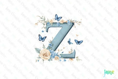 Watercolor Floral Butterflies Letter Z Product Image 1