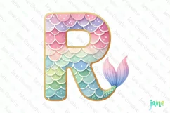 Mermaid Birthday Letter R PNG Clipart Product Image 1
