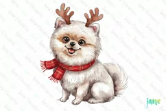Little Christmas Pomeranian Dog Clipart Product Image 1
