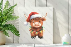 Cute Christmas Farm Animal Highland Cow Clipart Product Image 2