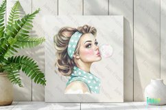 Retro Girl Blowing A Bubblegum Clipart Product Image 2