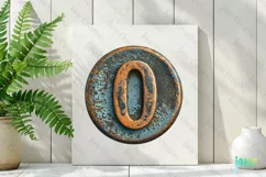 Antique Round Metal Alphabet Number 0 Clipart Product Image 2