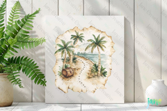 Watercolor Pirate Map Clipart Product Image 3