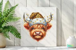 Glitter Leopard Christmas Highland Cow Clipart Product Image 2