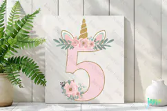 5th Birthday Girl Unicorn Number Clipart Product Image 2