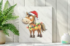 Cute Christmas Farm Animal Horse Clipart Product Image 2