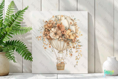 Boho Spring Floral Hot Balloon Sublimation Clipart Product Image 2