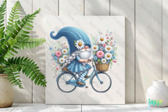 Spring Gnome And Daisy Bicycle Clipart Product Image 2