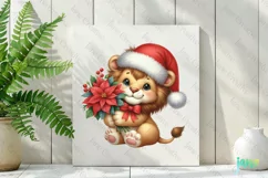Christmas Lion And Poinsettia Clipart Product Image 2