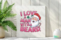 Retro Pink Christmas I Love A Man With Beard Clipart Product Image 2