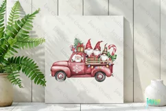 Christmas Red Buffalo Plaid Gnomes Truck Clipart Product Image 2