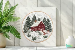 Embroidered Christmas Farm House Ornament Clipart Product Image 2