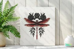 Dragonfly And Rose Flowers Tatoo Clipart Product Image 2