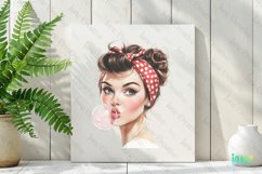 Retro Girl Blowing A Bubblegum Clipart Product Image 2