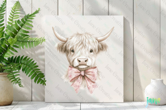Pink Chinoiserie Cowgirl Highland Cow Clipart Product Image 2
