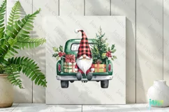 Christmas Red Buffalo Plaid Gnomes Truck Clipart Product Image 2