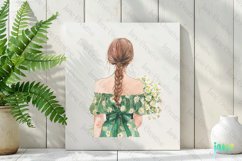 Back View Floral Girl Clipart Product Image 2