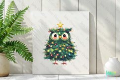 Owl Wrapped In Christmas Tree Clipart Product Image 2