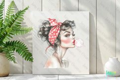 Retro Girl Blowing A Bubblegum Clipart Product Image 2