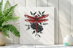 Dragonfly And Rose Flowers Tatoo Clipart Product Image 2