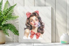 Retro Girl Blowing A Bubblegum Clipart Product Image 2