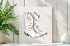 Pink Chinoiserie Cowgirl Boots Clipart Product Image 2